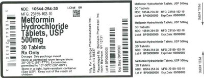 Label 500mg 30ct (Label Metformin HCl Tabs 500mg Bpi(10544 254 30) Heritage(23155 102 10) Rev1)